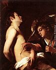 Angel Canvas Paintings - St Sebastian Healed by an Angel